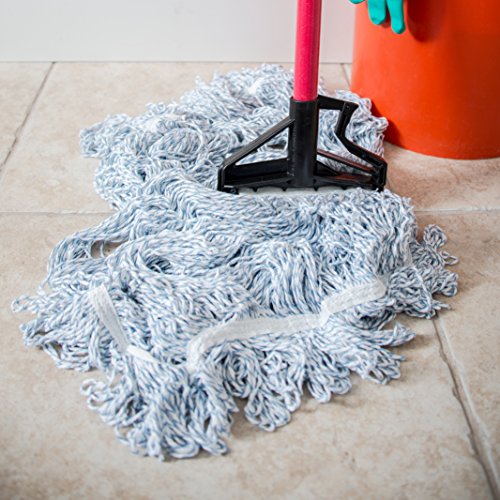Image of SPARTA Flo-Pac Mop Head Loop-Ended, Narrow Band with 1 /2 inch Blue Band for Organized Cleaning, Large, Blue