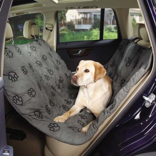 Guardian Gear Pawprint Hammock Car Seat Covers — Cushioned Car Seat Covers for Dogs, Grey