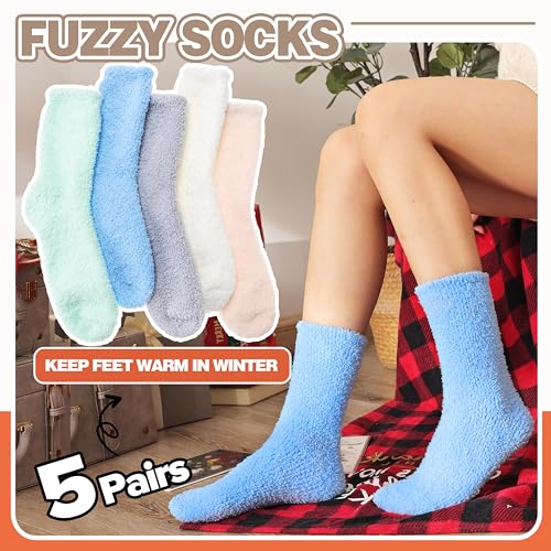 Image of Fuzzy Socks Fluffy Thick Warm Winter Soft Cozy Plush Sleep Home Fleece Cabin Soft House Socks for Women Men