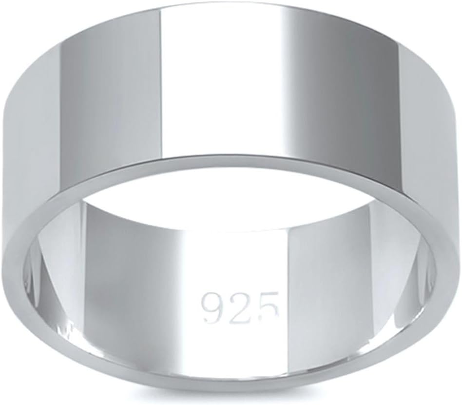 CloseoutWarehouse 925 Sterling Silver Flat Plain Bridal Band Ring 8MM