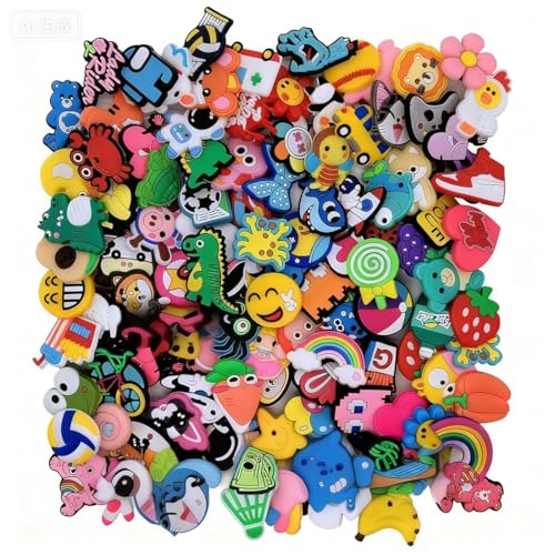 KIRZAX 50 PCS Shoe Charms,PVC Encantos Cristal Clog ​Adornos,Accesorios Resistentes y Ligeros,Rápidos de Poner y Quitar,Decoración de zapatos para Regalos de Niños Fiesta Cumpleaños