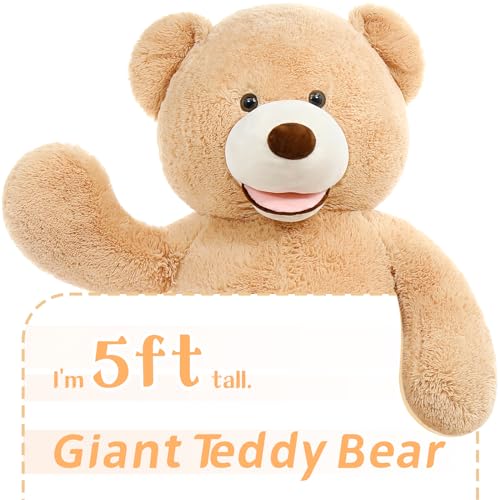 MaoGoLan Giant Teddy Bear 5 Feet Stuffed Animal, Brown Valentines Day Big Teddy Bear Plush for Girlfriend Boyfriend, Soft and Fluffy Life Size Teddy Bear Gift for Baby Shower - Thumbnail 7