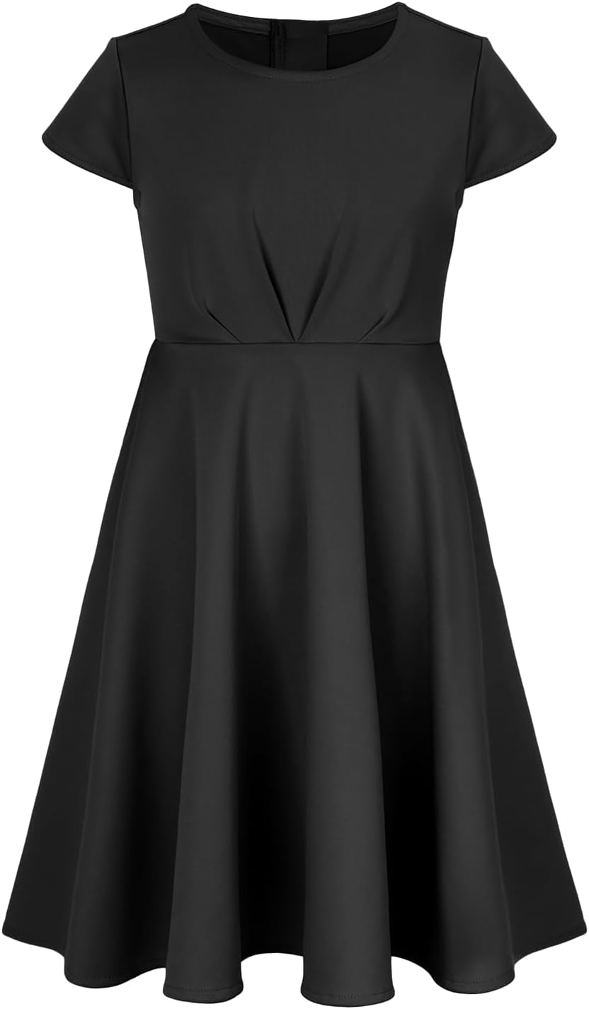 Girls Summer Dress Short Sleeve A-Line Twirl Skater Fit and Flare Dress with Pockets - Image 4