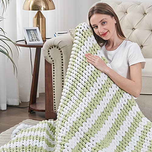 Yescool Knitted Weighted Blanket, Handmade Chunky Knit Weighted Blanket Throw For Sofa Bed, Cozy Soft Heavy Blanket Twin Size, Evenly Weighted For Sleep, No Beads, Washable #TOP24