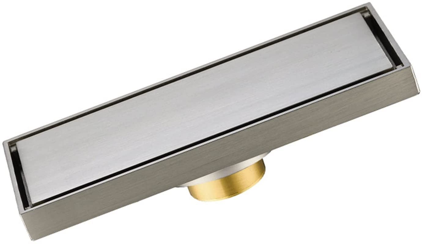 Uoxhfdh Brushed Shower Floor Drain，Linear Drain, Brass Invisible Rectangle(,20X8cm(7.8X3.1inch))