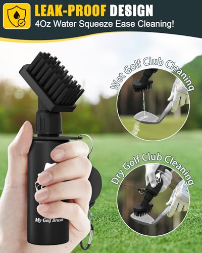 PARIGO Golf Club Cleaner Brush Golf Gifts - Golf Accessories for Men Christmas Stocking Stuffers for Adult Grip Scrub Cleaning Kit Retractable Clip Hold Water Golf Club Brush for Golfer Dad Him - Thumbnail 4
