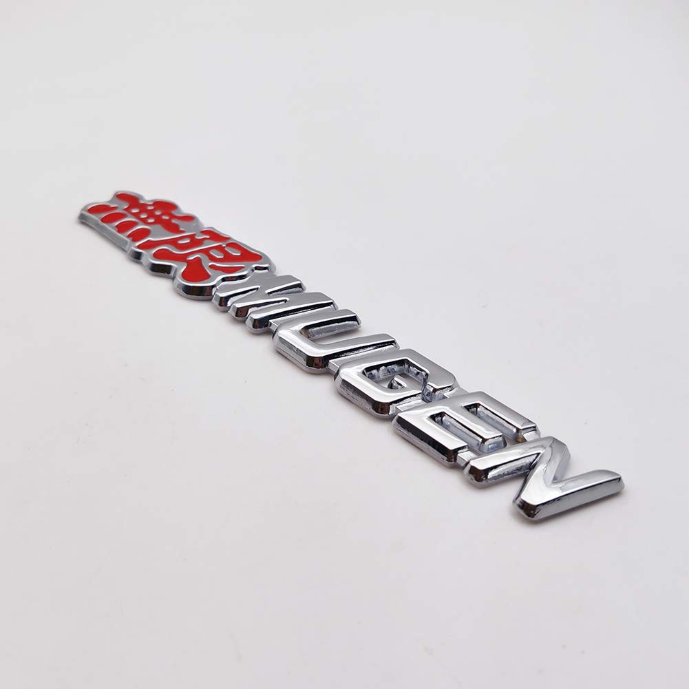 Silver & Black MUGEN Style 3D Metal Emblem Badge – 5.71" X 0.87" – Car Body Trunk Sport Sticker