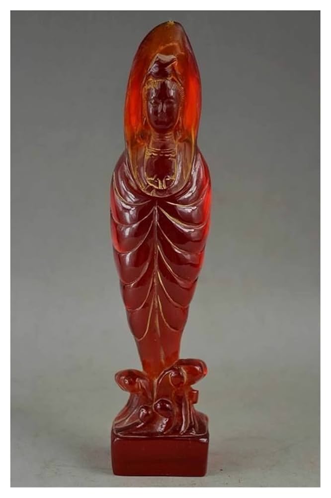 Amazon.co.jp: 銅像 風水像中国の珍しい琥珀の彫刻観音慈悲の