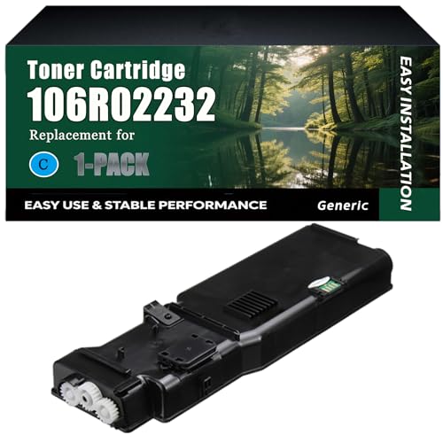 106R02232 Toner Cartridge Work for Xerox Phaser 6600 WorkCentre 6600 6605 Printers, High-Capacity 8000 Pages, Clear lines (1 Pack Cyan)