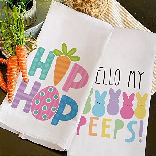 Arkeny Easter Kitchen Towels For Easter Decor Orange Carrot Bunny Dish Towels 18X26 Inch Ultra Absorbent Bar Drying Cloth Hop Hand Towel For Kitchen Bathroom Party Easter Decorations Set Of 2 #TOP1