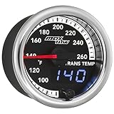 MaxTow Match 260 F Transmission Temperature Gauge Kit for Dodge Ram 6.7L Cummins 4th Gen Diesel Truck - Includes Electronic Sensor - Double Vision Display with Analog & Digital Readouts - 2-1/16' 52mm