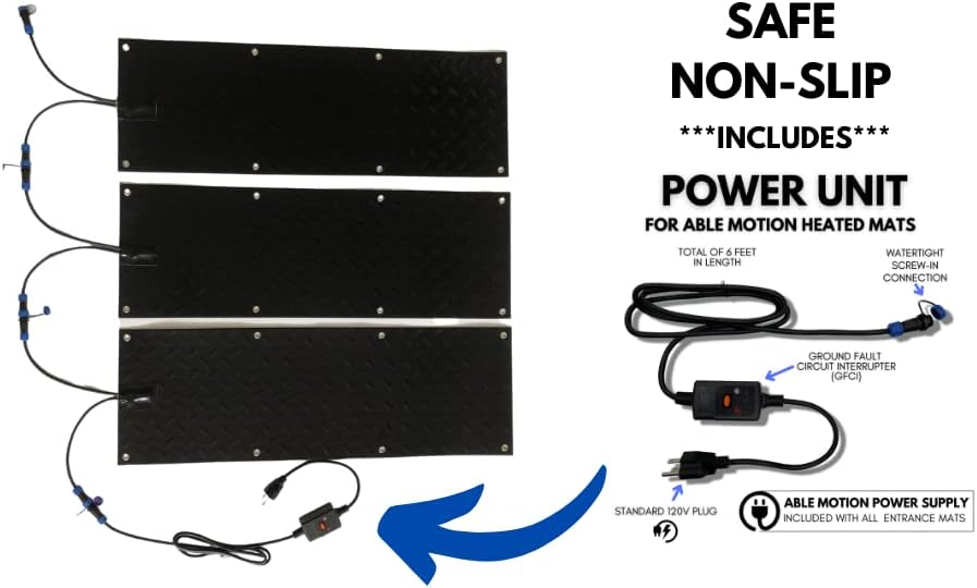Able Motion 雪と氷が溶ける階段マットキット マット3枚と120V電源供給 滑り止め 10インチ x 【エコプラチナシリーズ】 30インチ