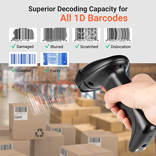 Image of Tera 1D Wireless Barcode Scanner USB Cradle Charging Base Handheld Laser Bar Code Reader 1D Automatic Sensing Fast and Precise Scanner 6100
