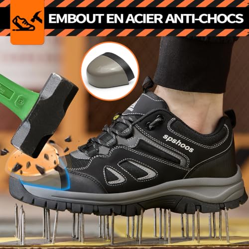 Chaussures de Sécurité Hommes Femme S1P ESD Chaussure de Travail Noir EU 40 – vue 4