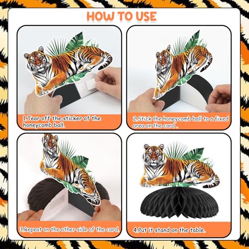 Wonmelody Tiger Birthday Party Decorations Tiger Centerpieces for Tables Realistic Tiger Party Decor Jungle Safari Table Centerpieces Jungle Animal Supplies for Safari Celebration Bridal Shower by Wonmelody - Used condition - Image 5
