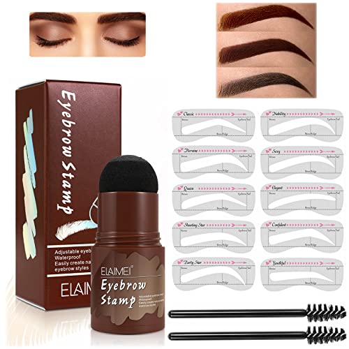 moulis Eyebrow Stamp Kit, Tampon À Sourcils, Kit De Maquillage Et De Mise En Forme Des Sourcils Pour Femmes Filles, Kit De Pochoirs De Tampons à Sourcils Durables Et ImperméAbles (Dark Brown)
