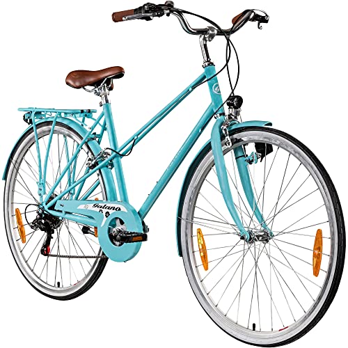 Galano Florenz Damenfahrrad Retro 28 Zoll für Damen ab 155 cm Vintage Komfort Fahrrad Hollandrad mit Licht 6 Gang Schaltung Citybike Trekkingrad 700c (48 cm, himmelblau)
