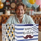 BIOBROWN 33cm Large Happy Birthday Gift Bag with Tissue Paper and Greeting Card, Black gold with Foil Design, Perfect for Mens Birthday - Image 6