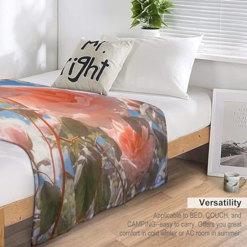 Manta de franela con flores suave y cálida reversible de 150x200 cm 7