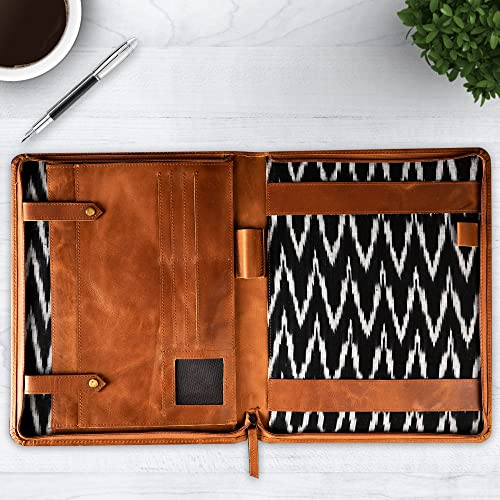 The Leather Warehouse Zippered Padfolio/Portfolio For Men/Women With Document Resume Business Card Holder #TOP1