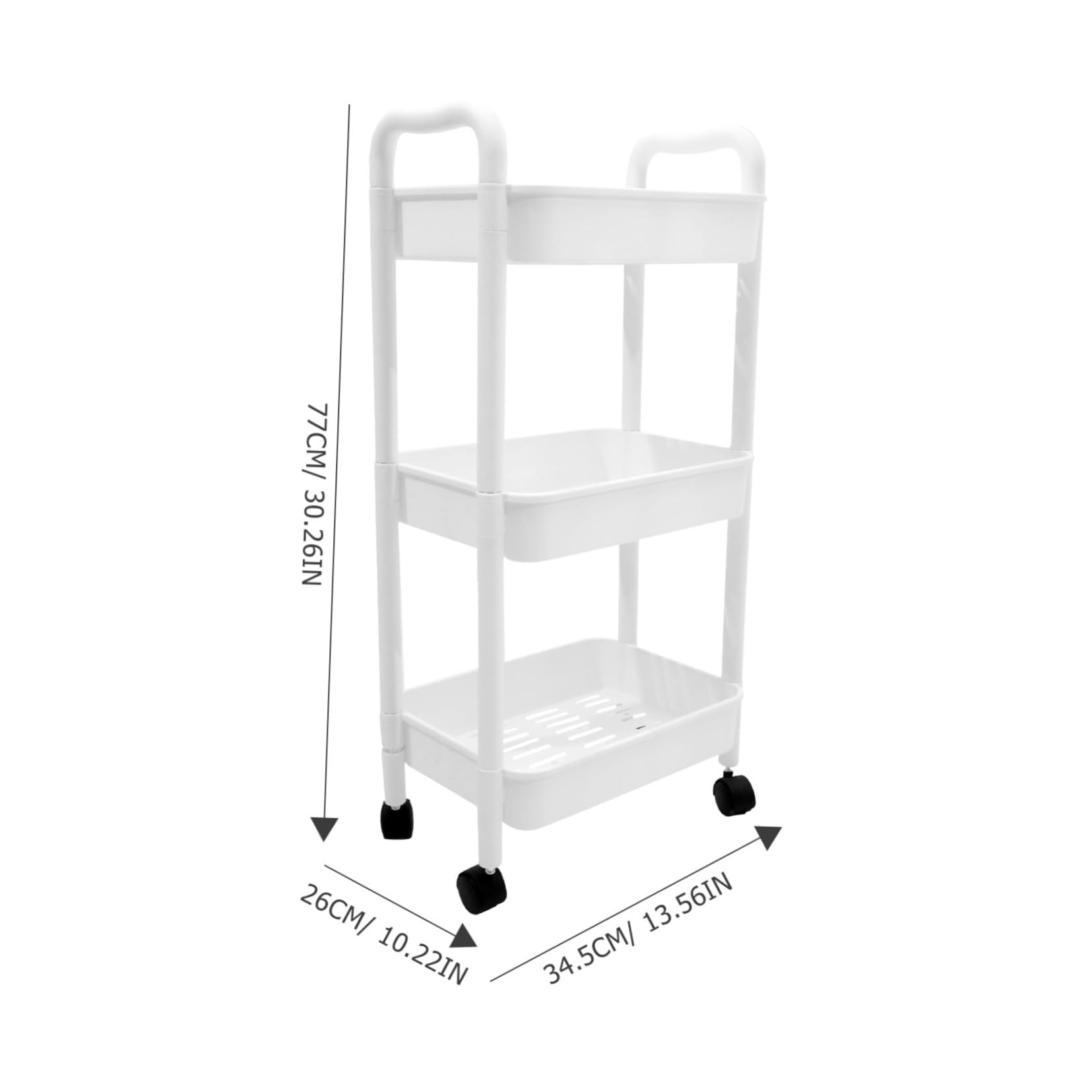 NOLITOY Carrello Portaoggetti Multiuso Bianco a 3 Ripiani, in PP, Portatile e Robusto, per Ufficio e Bagno, per Spazi Stretti