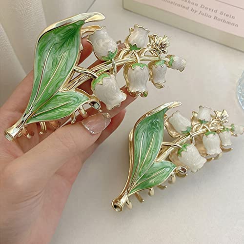1 Pc Metal Flower Hair Clip Large Hair Claw Clip Flower Metal Claw Clip Flower Hair Claw Clips Hair Hold Clip Non-Slip Hair Clamp Claws For Women Girls Thin And Thick Hair (White Flower) #TOP2