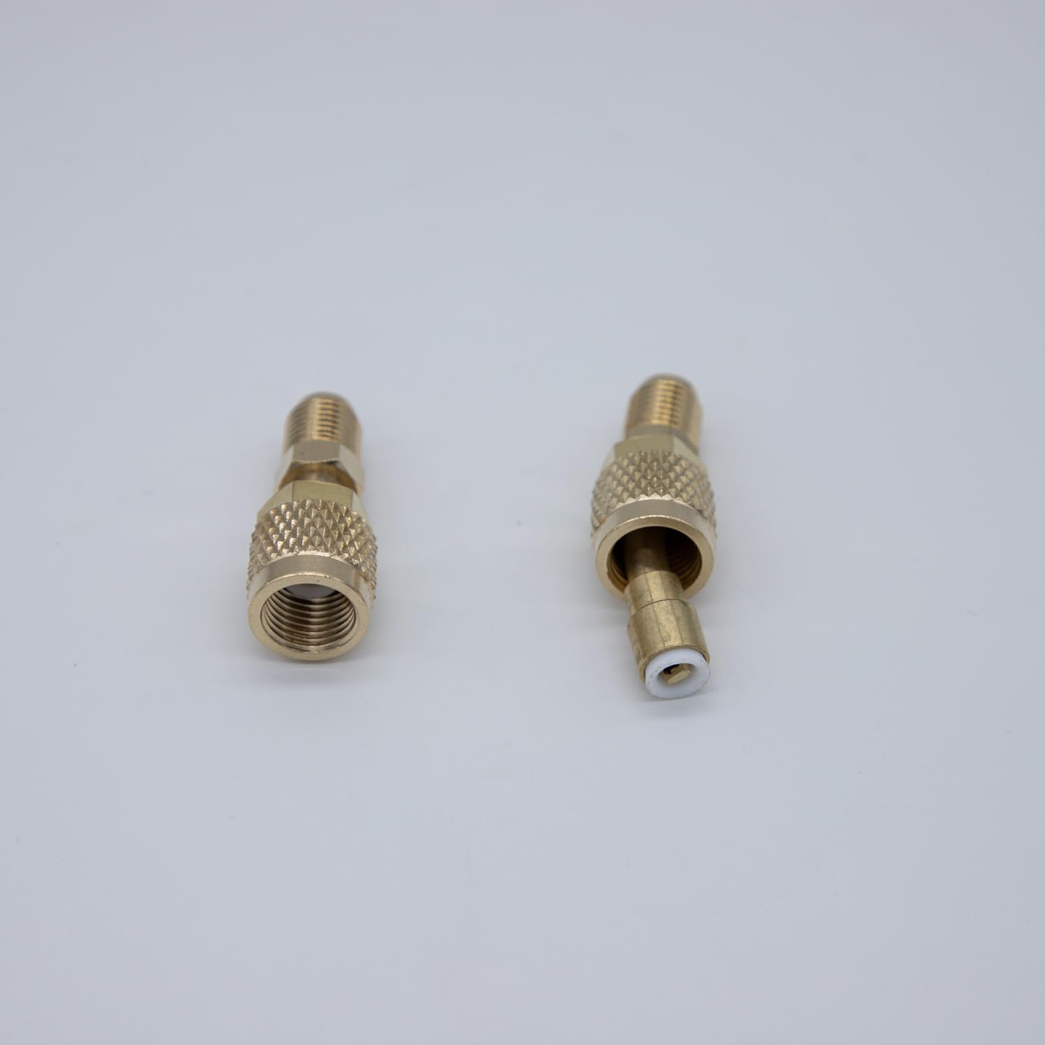 R410A Refrigeration Adapter: 5/16" Female Quick Coupler to 1/4" Male Flare - Brass HVAC Air Conditioners Fitting (Straight or Angled)