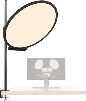 amaran Verge Max 55cm Bi-Color Round Edge Light Panel for Desktop Creators, Studio Quality Light Stream Deck Compatible with Desk Clamp Stand Black