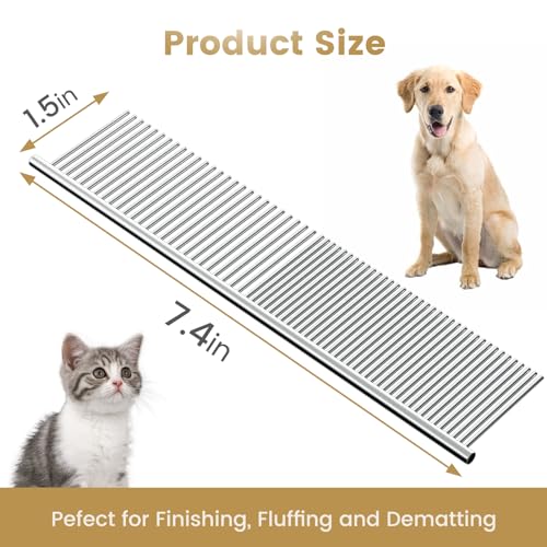 Image of Generic Cat and Dog Grooming Comb, Stainless Steel, Removes Hair and Fleas, Silver