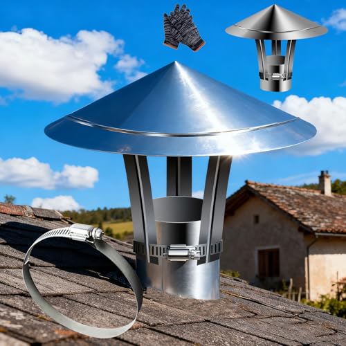 Sombrerete Chimenea para tubo de techo,Tapa de Chimenea de Acero Inoxidable 201, 110 mm 160 mm 200 mm 250 mm Cubierta para Tubo de Horno Sombrero De Lluvia De Techo Cubierta(190 mm/7.48 in)