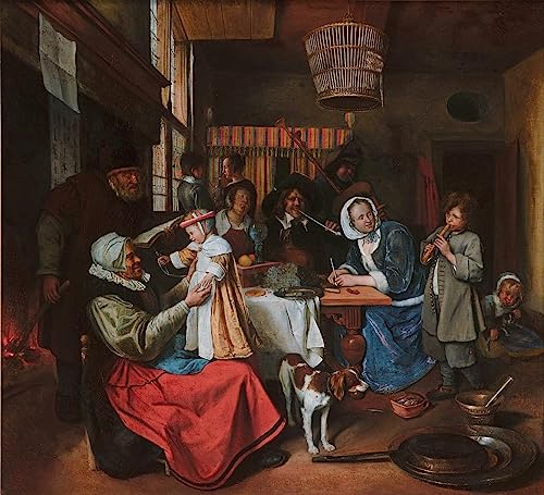 Pintura sobre lienzo de 60x90cm con la obra de Jan Steen, un regalo artístico único