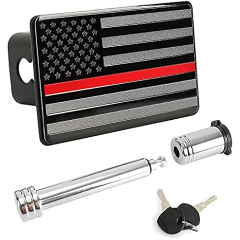 Winunite Red Trailer Hitch Cover with Locking Pin for 2" Inch Tow Rear Receivers Plug Cover Guard for Cars Trucks SUV Cover