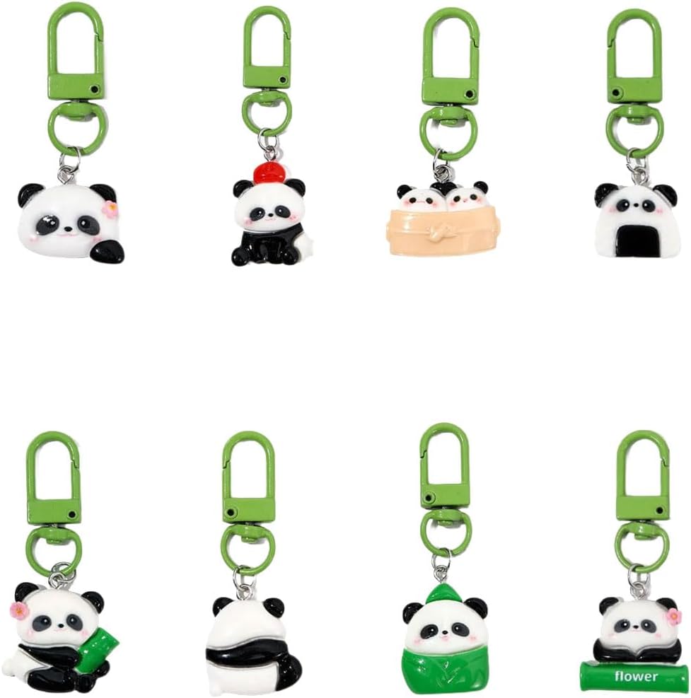 Bundle of 8 Cartoon Panda Keychains Stylish and Handheld Fashion Accessory for Keys or Bag Decoration Long Time Use Lovely Panda Keychain