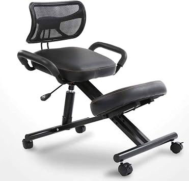 APOE Ergonomic Kneeling Chair with Back Support, Posture Correction Knee Chair for Home Office with Adjustable Height Cushion, U-Shaped Breathable Backrest Cloth