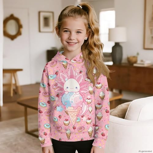 Image of Coloranimal Unisex Girls and Boys Long Sleeve Hoodies Hoody Athletic Pullover Sweatshirts Tops Age 6-16year