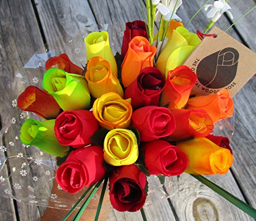 The Original Wooden Rose Fall Harvest Festival Thanksgiving Flower Bouquet Closed Bud (2 Dozen) #TOP5