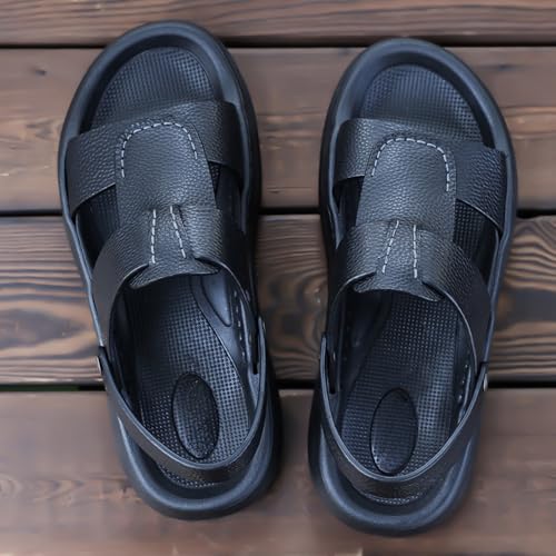 Barefoot Jesus Sandals for Men Slingback Beach Slides Slip On Slippers Breathable Lightweight Waterproof Leather Open Toes No-Slip Platform Cloud Sole Casual Summer Flats Comfort Walking Water Shoes2
