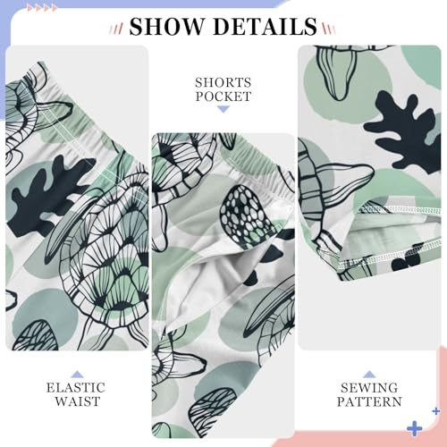 Boys' Pants Sea Turtle Light Green Dots Long Bottoms Jogger Pants Elastic Waist Trousers with Pockets S-XL4