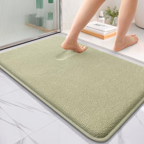 Image of OLANLY Thick Memory Foam Bath Mats Rugs 36x24, Extra Soft Absorbent Bathroom Rug, Quick Dry Bath Mat, Non-Slip, Machine Washable Carpet for Bathroom, Tub and Shower, Home Decor Accessories, Vanilla