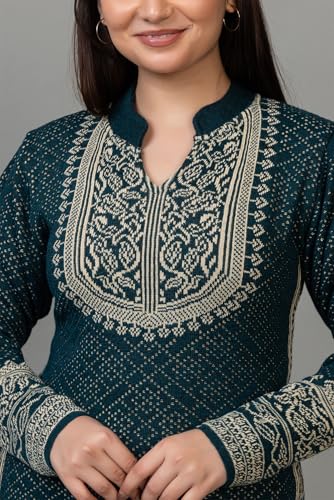 Image of ColorChakra Woolen Kurta Palazzo Set for Womens Winter wear Wool Kurti Sizes M to 4XL