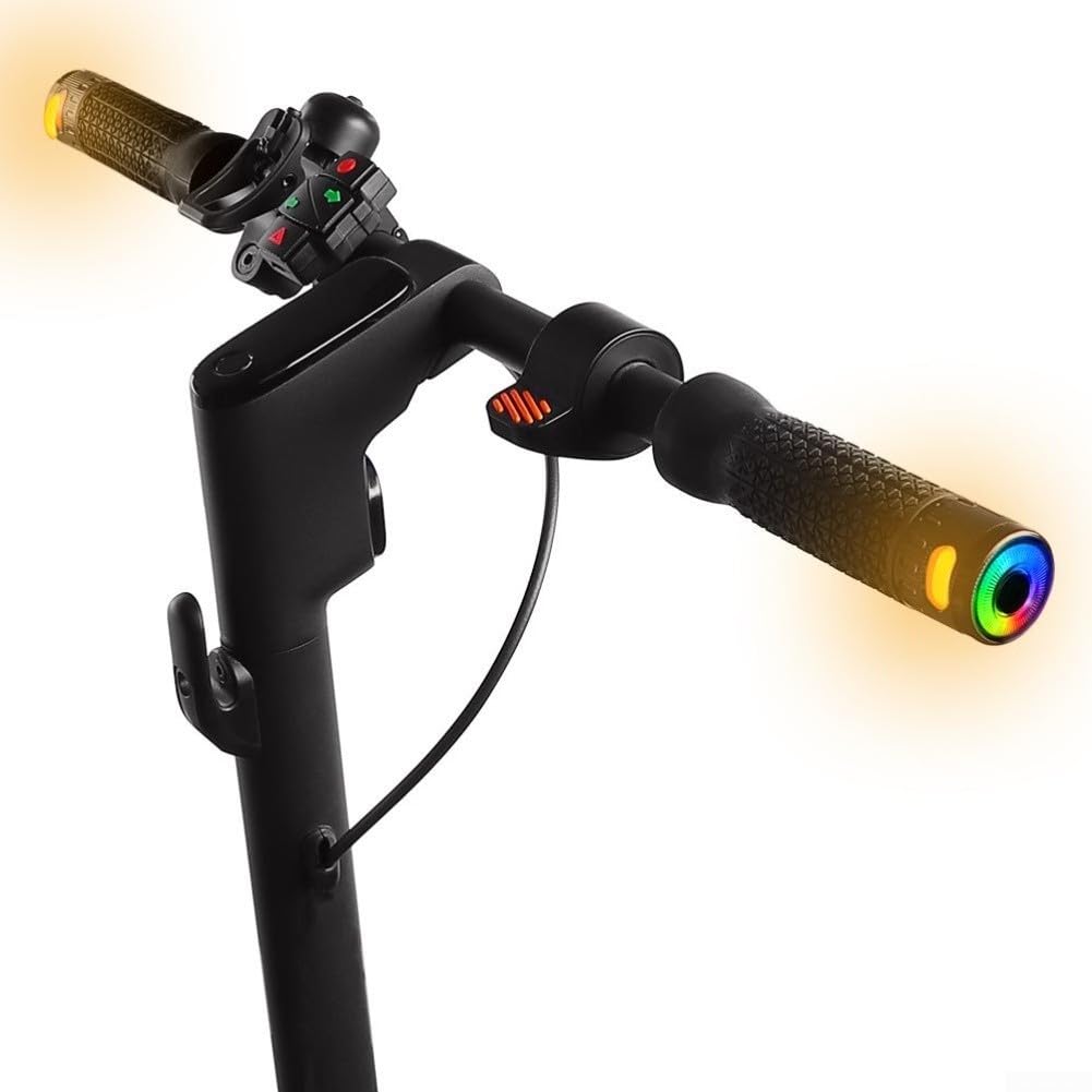Clignotants sans fil pour scooter électrique et vélo avec poignées de guidon et télécommande étanches IP65 Noir 22 mm