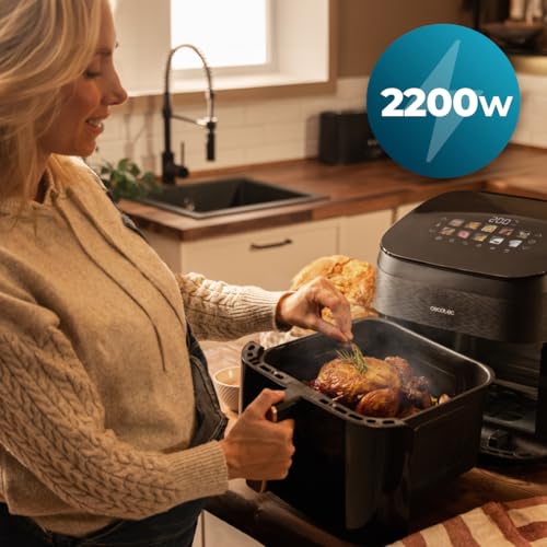 Cecotec Friggitrice Ad Aria 8.5 Litri - Air Fryer Cecofry&Grill Smokin' 8500. 2200W, Piastra - Grill, Doppia Resistenza, Affumicatore Integratotemperatura Regolabile 40-200°C, 10 Menu - 11