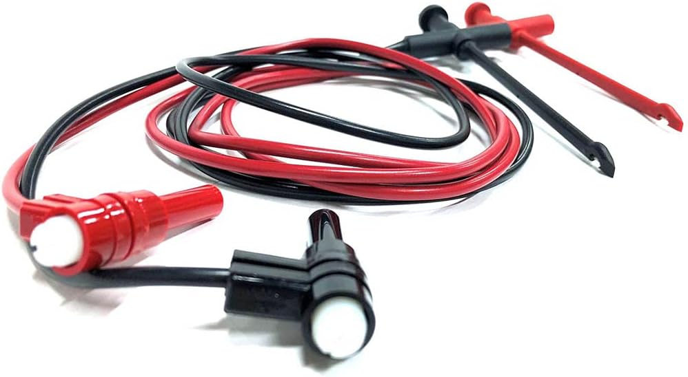E-Z-HOOK Multimeter Test Lead - Insulation-Piercing Macro-Hook Adapter to Standard Banana Plug (4mm) (18 AWG PVC - 48" Long) - Set of 2: Red, Black (633XEL-48R/B)