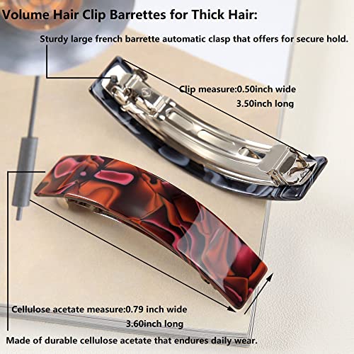 2 Pack French Style Curved Cellulose Acetate Volume Hair Clips Barrettes Rectangle Automatic Clasp For Thick Hair Women #TOP2
