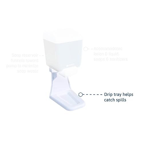 Miniatura 2 de San Jamar Bandeja de Goteo para Dispensador de Jabón Clásico, Plástico, Montaje en Pared, Blanco (Paquete de 6)