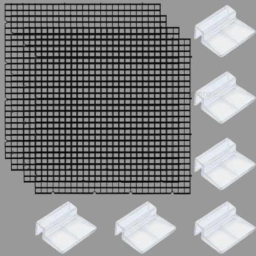 Image of Premier Plants 12mm Black Acrylic Aquarium Fish Tank Lid Cover Support Clip Clamp for Rimless Aquarium And Glass Top, Plastic Fish Tank Cover, Aquarium Hoods (4 Pcs Grid Divider with 6 Pieces 12 MM Holder)