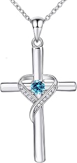 925 Sterling Silver Cross Necklace for Women Heart Necklaces for Mother for Festival, Vacation or Holiday