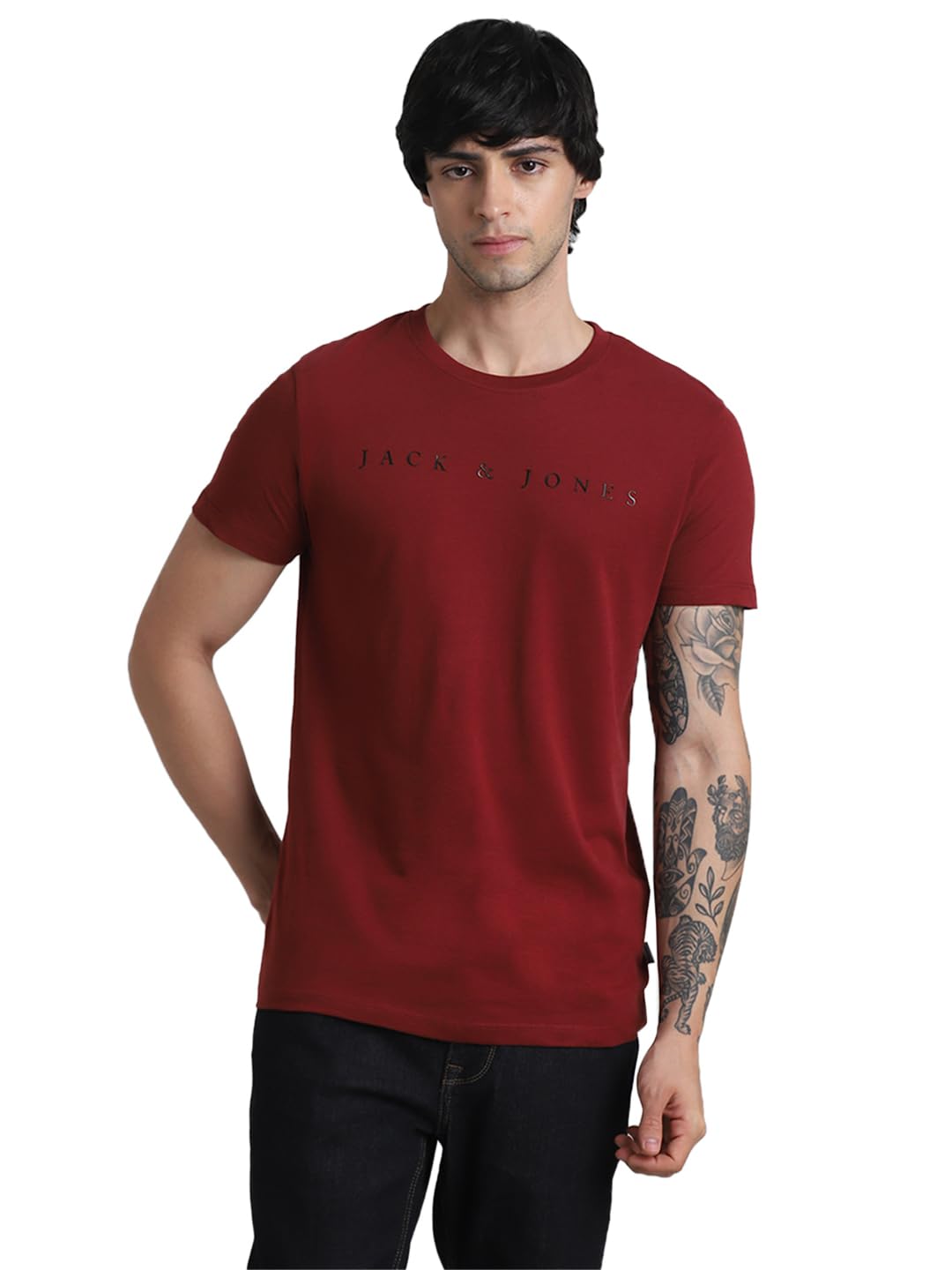 Jack & Jones Men’s Typography Slim Fit Crew Neck T-Shirt