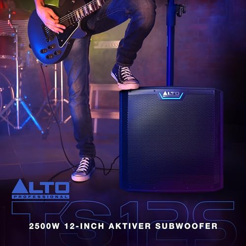 ALTO TS12S 2500 Watt 12-Zoll Subwoofer, Aktiver PA-Lautsprecher mit 6 DSP-Modi, Einfacher Aufbau, 130dB, 3-Zoll Schwingspule, Druckvoller Bass