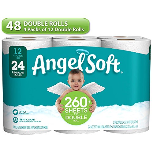 Angel Soft Toilet Paper Bath Tissue, 48 Double Rolls, 260+ 2-Ply Sheets Per Roll #TOP2